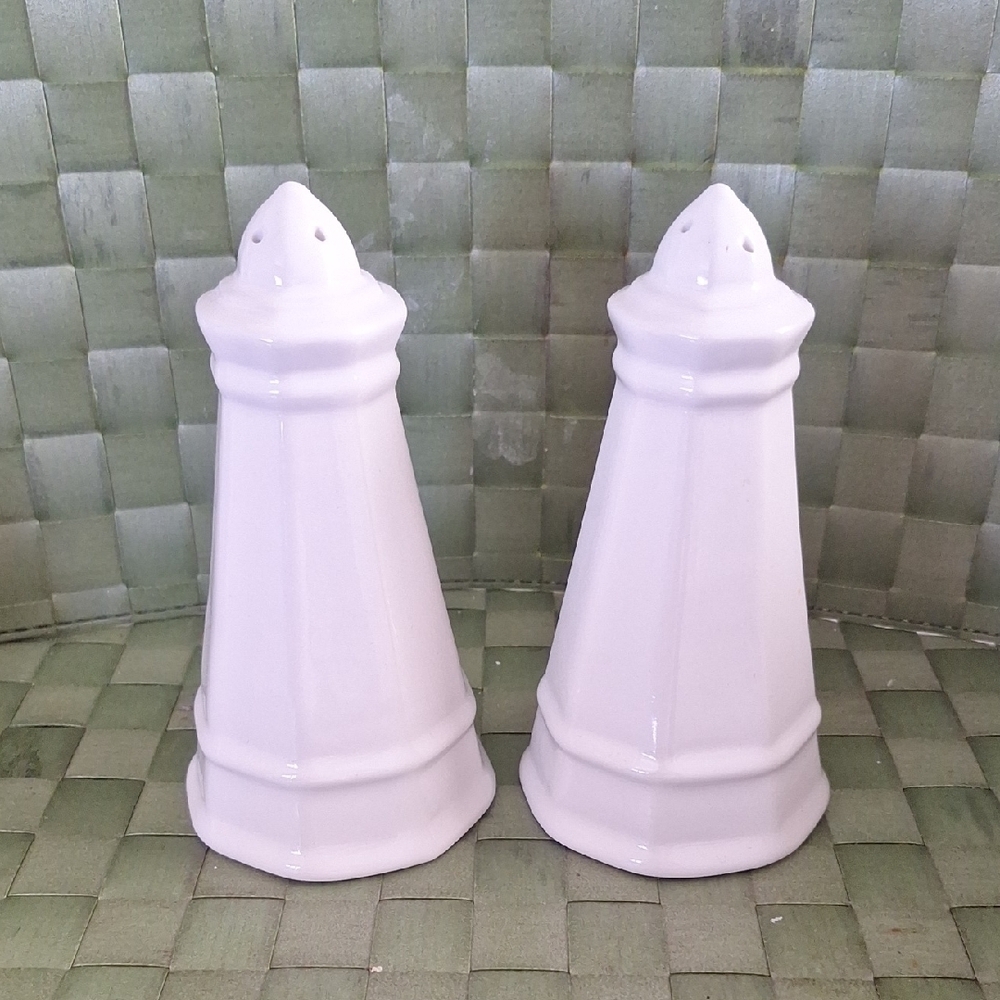 White Ceramic Salt and Pepper Shakers